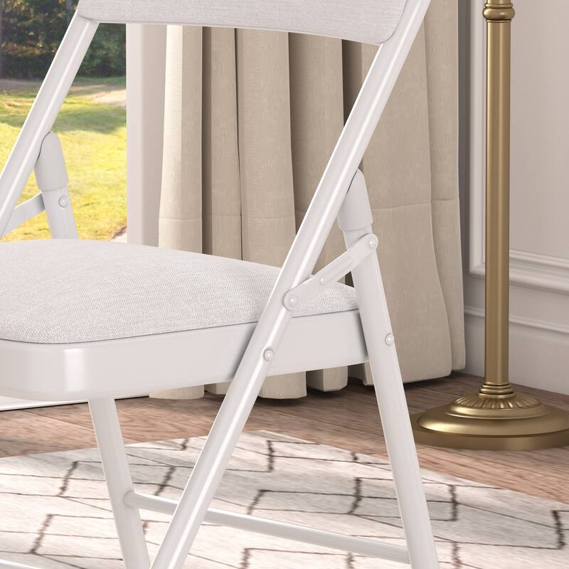 4 Pack Metal Folding Chairs with Padded Cushion and Back, Stackable Fabric Dining Chair Set, Upholstered Commercial Seat