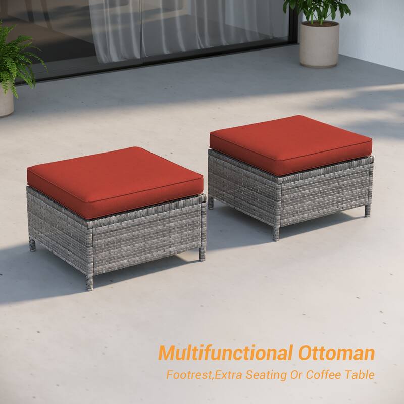 LIVOOSUN Patio 6Pcs Furniture Conversation Gray Rattan Swivel Rocking Sofa Set