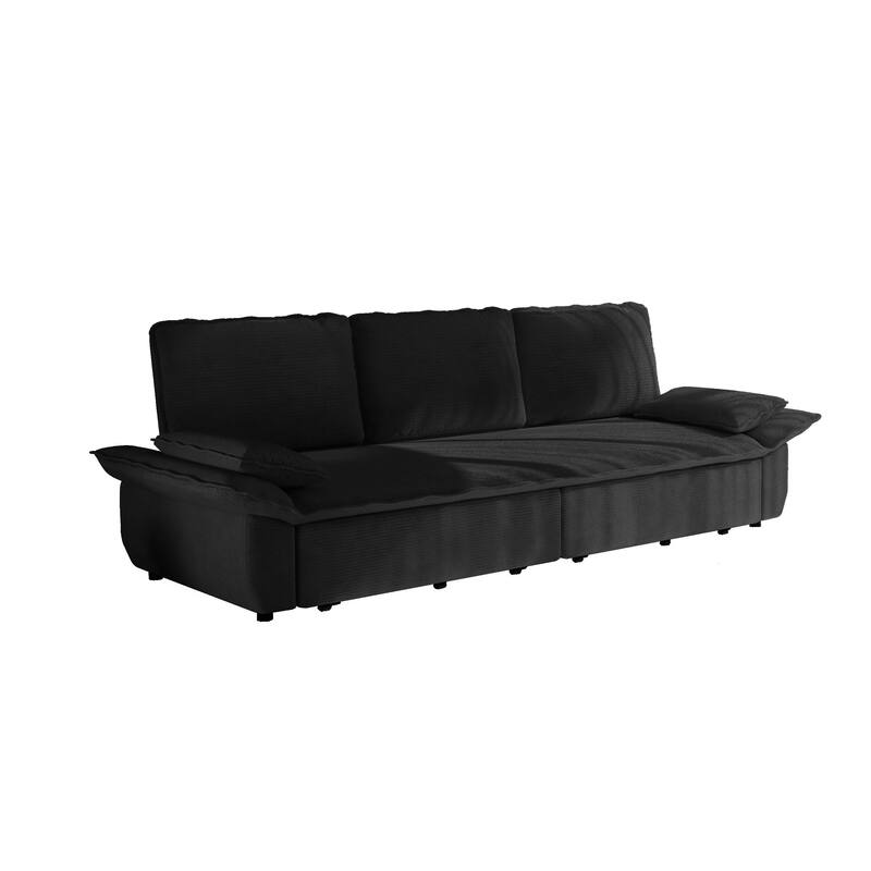 94.5" Corduroy Sofa Bed, 3-in-1 Convertible Sleeper Sofa Couch, Pull Out Sofa Bed, Space-Saving Upholstered Sofa