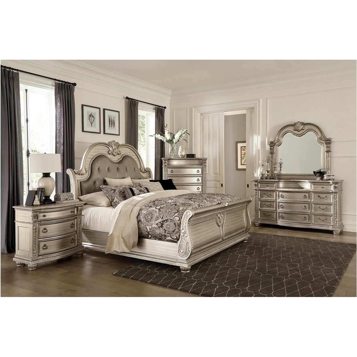 King size sleigh bedroom shop set