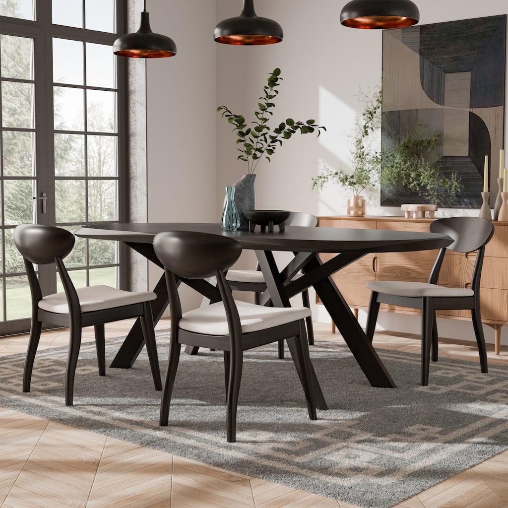 Furniture of America Abigail VI Mid-Century Modern 5-Piece Black Handfinished Solid Wood Dining Set
