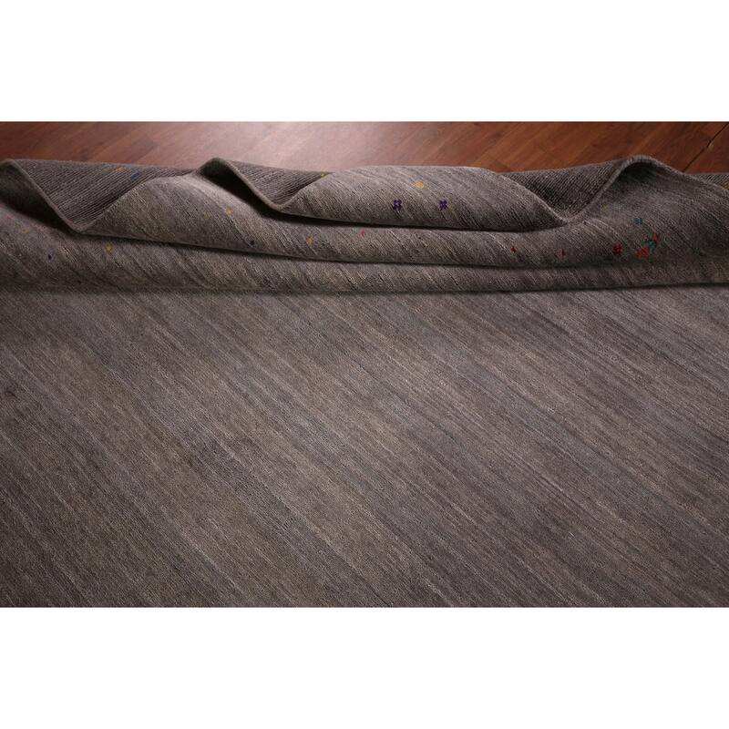 Earth Tone Gabbeh Oriental Area Rug Hand-Knotted Wool Carpet - 8'2" X 9'10"