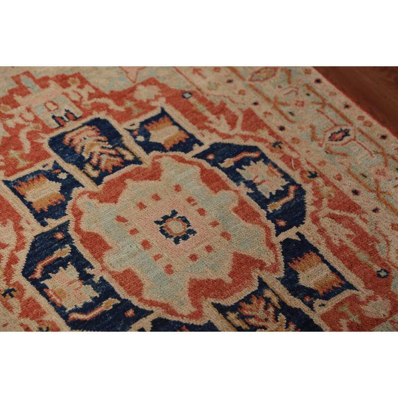 Vegetable Dye Heriz Serapi Rug Hand-Knotted Wool Carpet - 3'0"x 3'10"