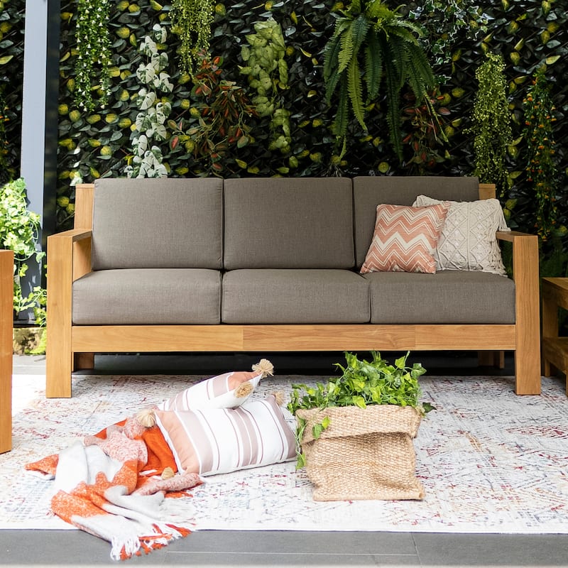 Cambridge Casual Logan Teak Patio Sofa with Sunbrella Cushion