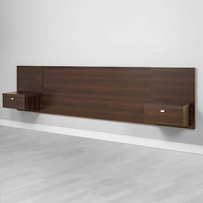Prepac Series 9 Designer Floating King Headboard with Nightstands