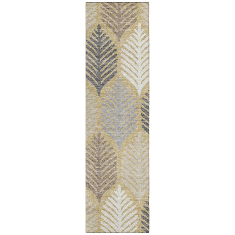 Machine Washable Indoor/ Outdoor Modern Fern Chantille Rug