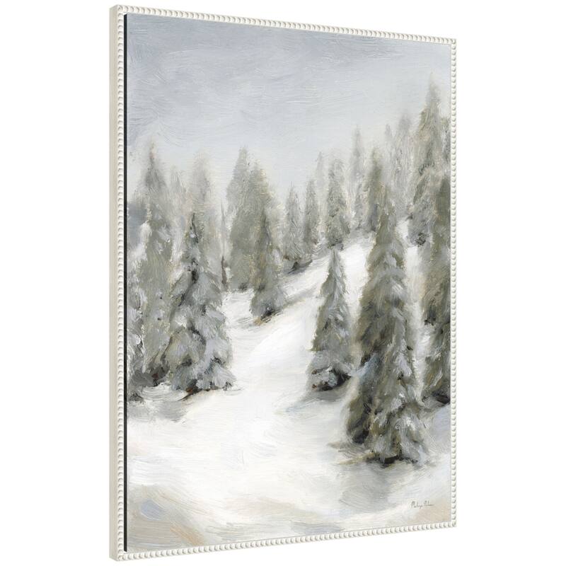 Kate and Laurel Sylvie Beaded Evergreen Hills Framed Canvas by Mackenzie Nelson - 28x38 - White