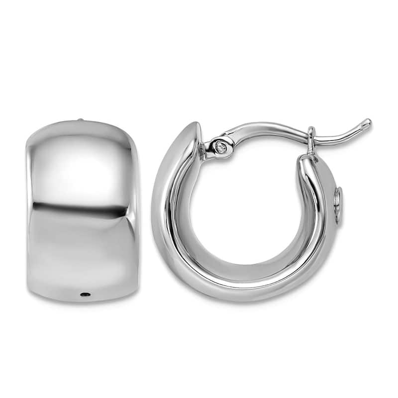 Curata 14k Yellow or White Gold Italian Polished Extra Wide Statement Hoop Earrings - 15x9mm