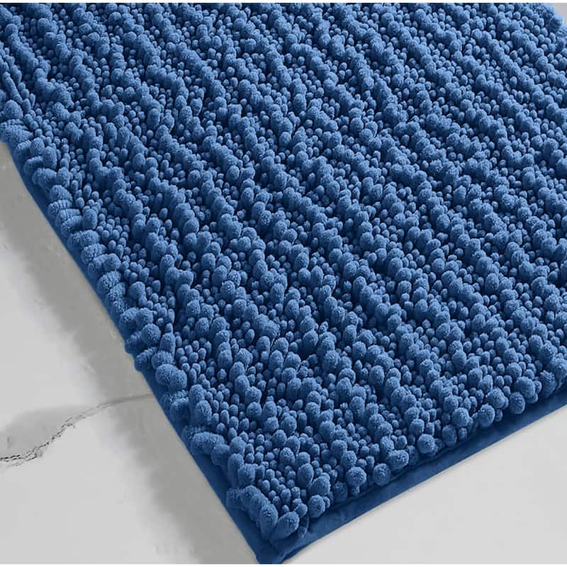 36"x24" - Blue Soft Cozy Plush Chenille Bath Mat Bathroom Rug