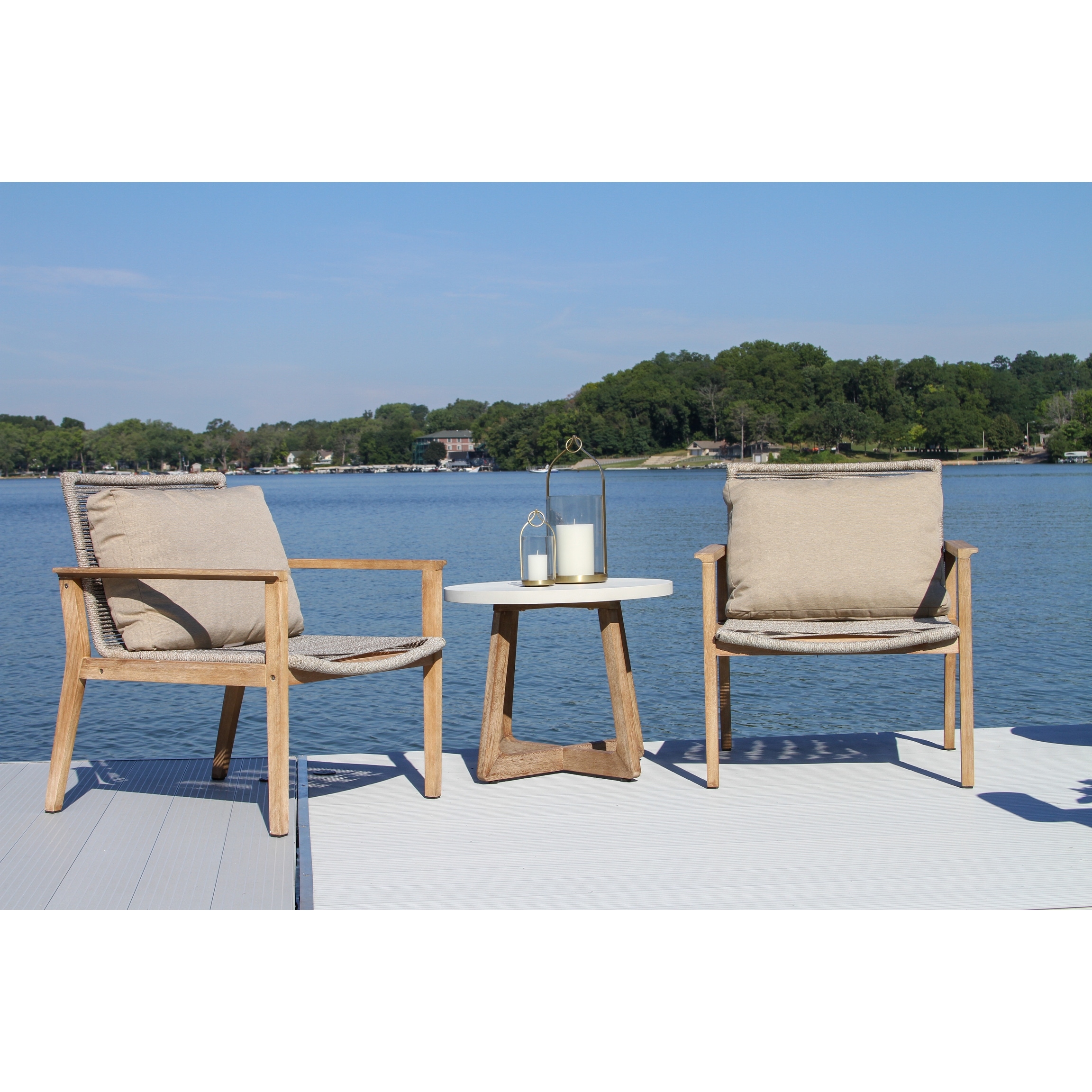 Cordelia 3 pc. Eucalyptus and Nautical Rope Lounge Chairs with Ivory Side  Table - Bed Bath & Beyond - 37122064