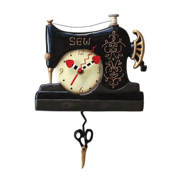 slide 2 of 2, Allen Designs Vintage Stitch Sewing Machine Pendulum Wall Clock - 13 X 9 X 2.5 inches
