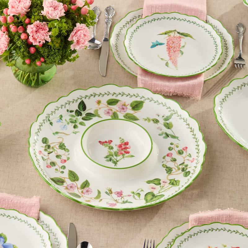 Certified International Mirabella 14" Chip & Dip Server - 14.00"L x 14.00"W x 1.50"H