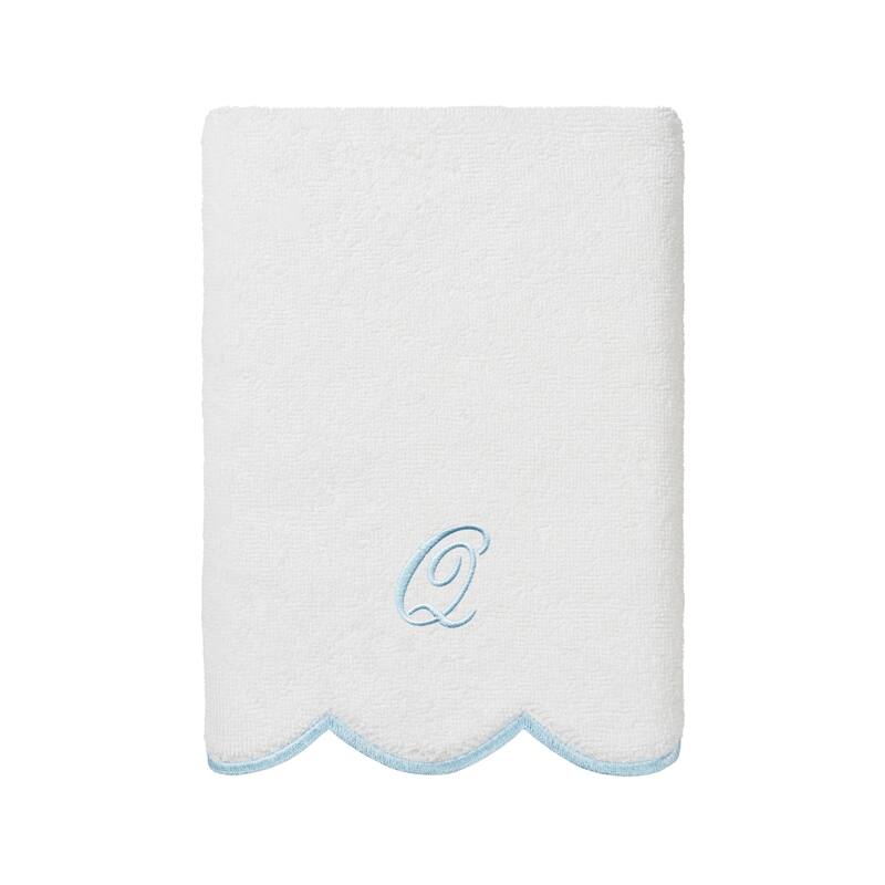 Authentic Hotel and Spa 100% Turkish Cotton Blue ADORNIA Scallop Personalized 3 Piece Towel Set - 3 Piece Set