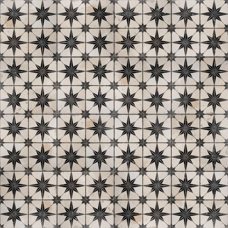 Merola Tile Kings Star Luxe Nero 17-5/8" x 17-5/8" Ceramic Floor and Wall Tile