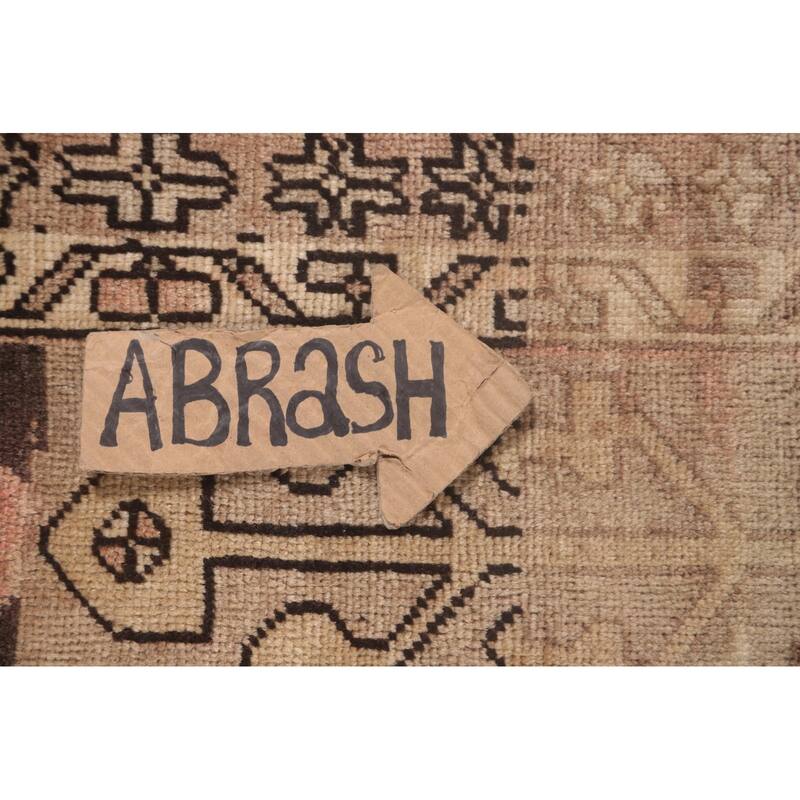 Meshkin Persian Vintage Runner Rug Handmade Wool Carpet - 3'6"x 10'3"