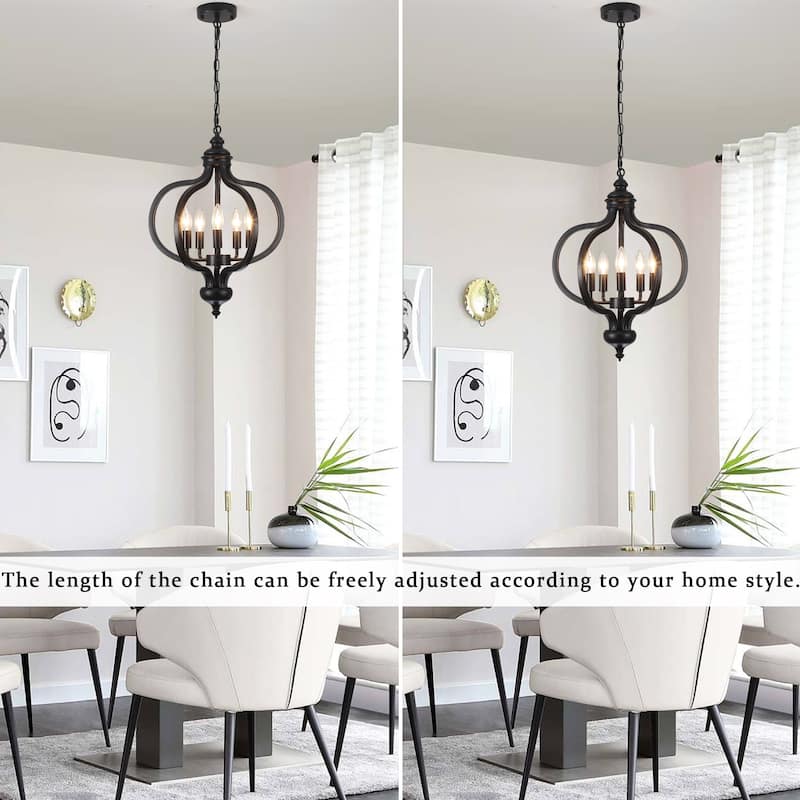 5-Light Metal Lantern Rustic Chandeliers for Entryway Hallway
