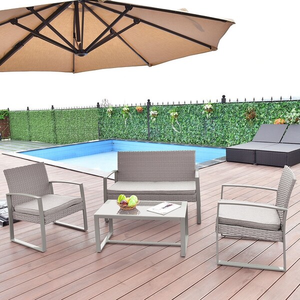 Shop Costway 4 PCS Outdoor Patio Furniture Set Wicker ...