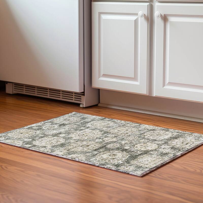 Premium Washable Super Soft Vintage Traditional Mayfield Rug - Taupe - 1' 8" x 2' 6" - Rectangle