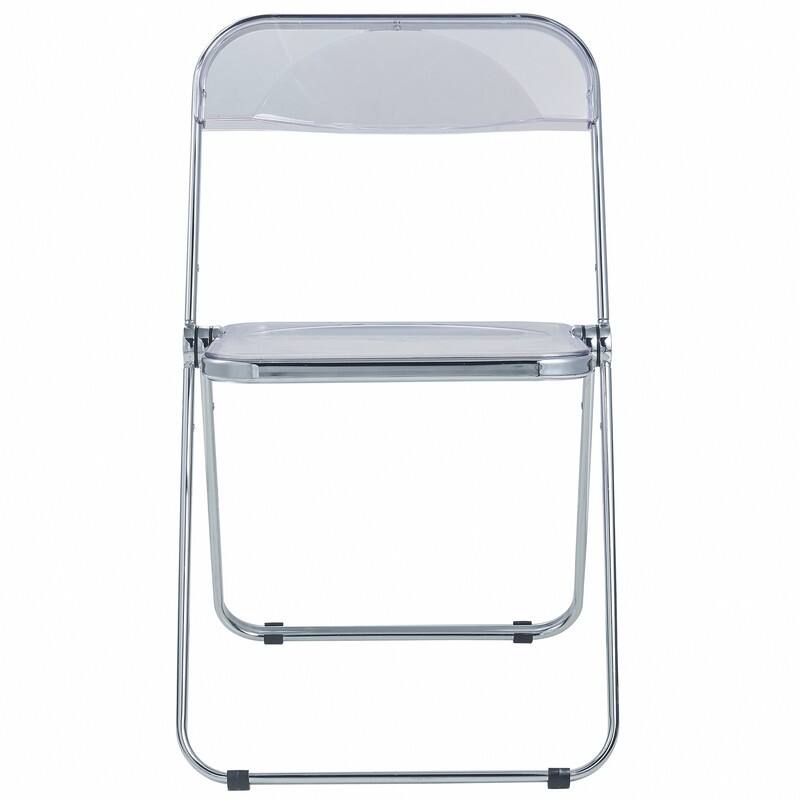 Lawrence Modern Clear Acrylic Transparent Folding Chair with Chrome Steel Frame for Condos and Apartments Set of 4 - 30"