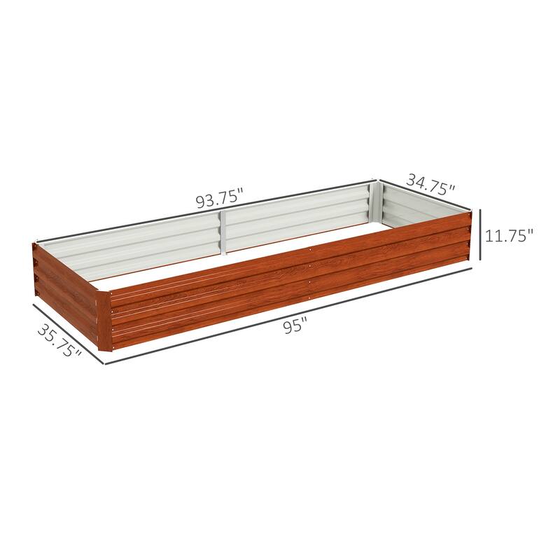 Galvanized Steel Raised Garden Bed with Rust-Resistant Design - 95" L x 35.75" W x 11.75" H