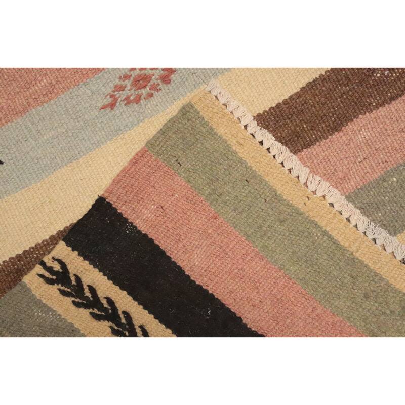 Hand Woven Oriental 100% Wool Carpet Southwestern Tribal Multi-Colored Kilim Area Rug - 10' 3'' X 6' 1''