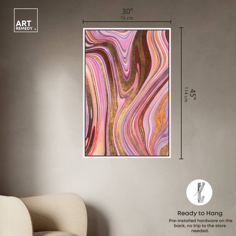 Art Remedy Doll Memories - Pink Geode Framed Mineral, Agate & Geode 1 Piece Canvas Wall Art
