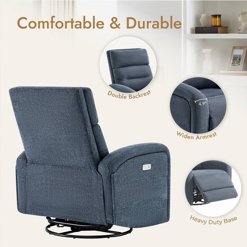 Spruce & Spring Cheryl Power Glider Swivel Rocker Recliner Chair Nursery Recliner