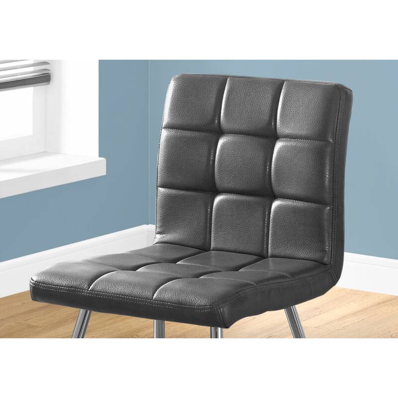 Modern Upholstered Dining Chairs - Set of 2, White PU Leather Chrome Accent Living Room Chair - 38.75