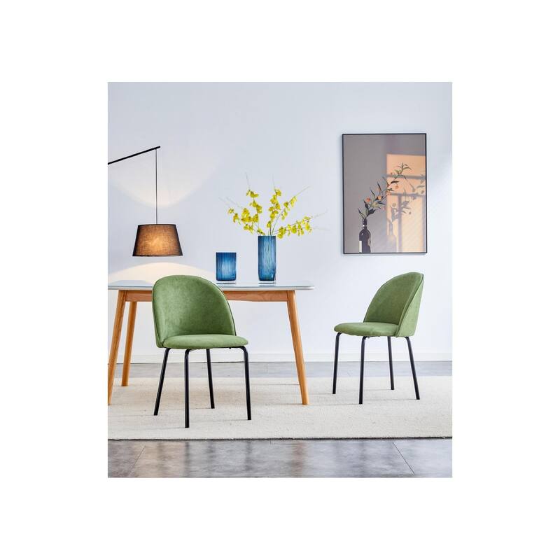 Modern Chair 2-Piece Set with Soft Seat and Comfortable Backrest，Powder-Coated Stainless Steel Frame