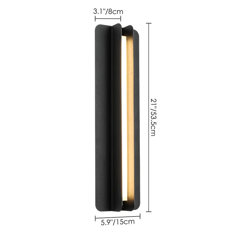 Modern Black Outdoor Wall Lights Linear Dimmable LED Wall Sconce Lights
