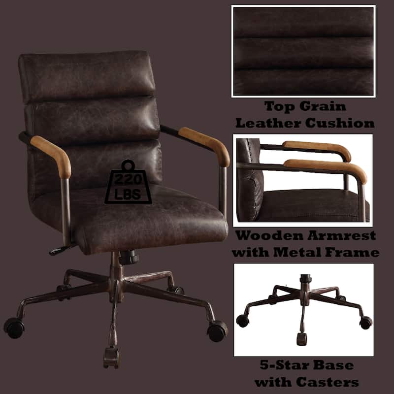 Antique Slate Top Grain Leather Office Chair