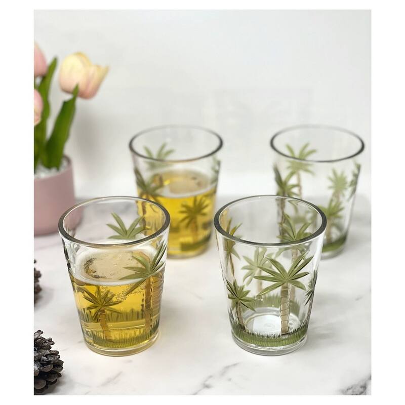 Palm Tree Design Acrylic Glasses Drinking Set of 4