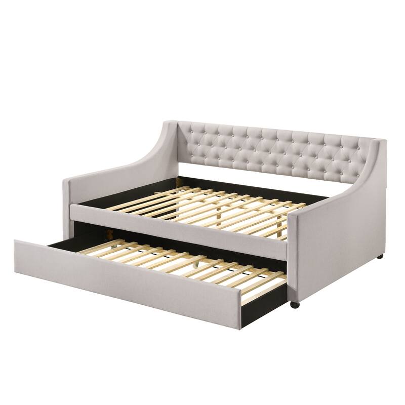 Lianna Fog Fabric Full Daybed & Twin Trundle - Fog
