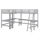 preview thumbnail 7 of 28, Wood Twin Size L-Shaped Loft Bed with Ladder, 2 Built-in Desks, Solid Pine Construction, No Box Spring Required, Grey
