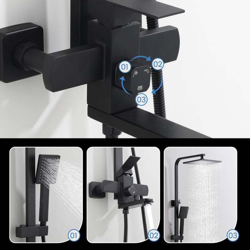 46"H 3-Function Stainless Steel Wall-Mounted Shower System