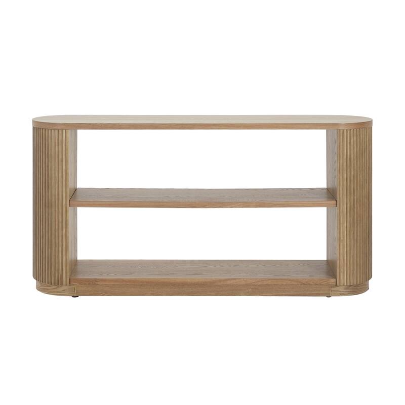 Modern Entryway Console Table with Open Shelf & Elegant Wood Grain