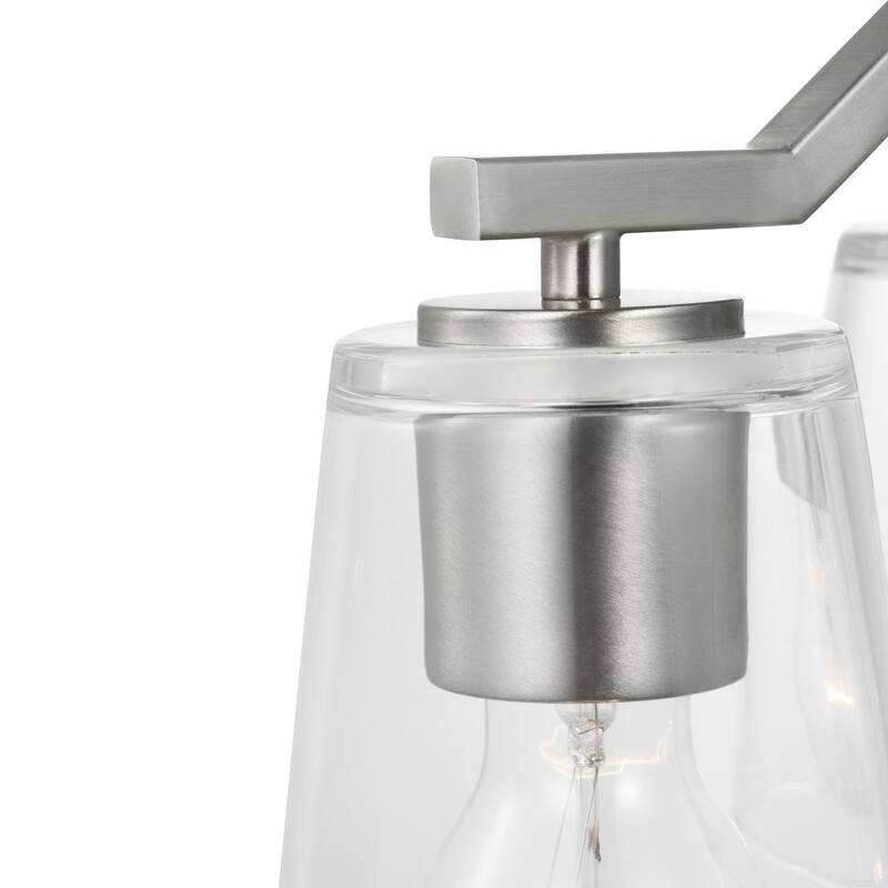 Vertex Collection Three-Light Brushed Nickel Clear Glass Contemporary Convertible Chandelier - 18 in x 18 in x 16.75 in