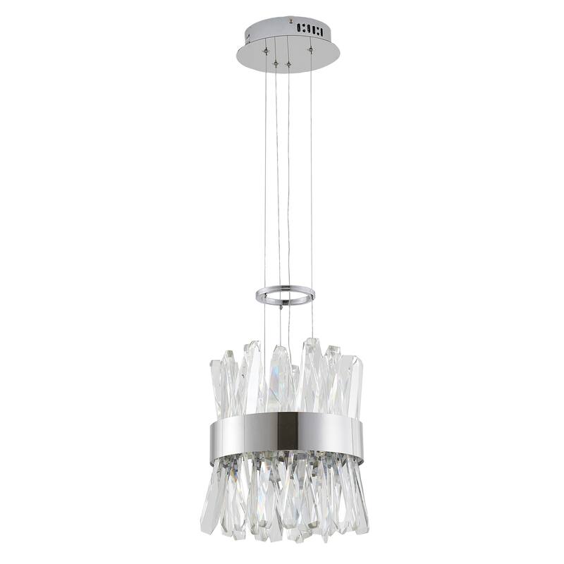 1 Light Chrome Stainless Steel LED Pendant With Crystal Accents