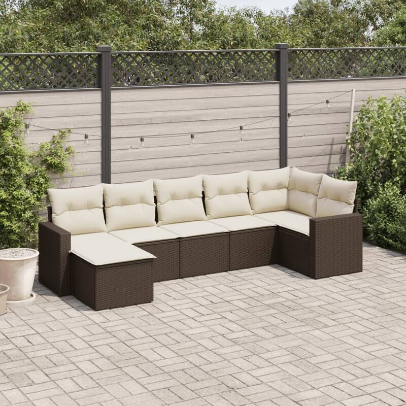 vidaXL Garden Sofa Set Brown and Cream White - 21.7 x 21.7 x 14.6
