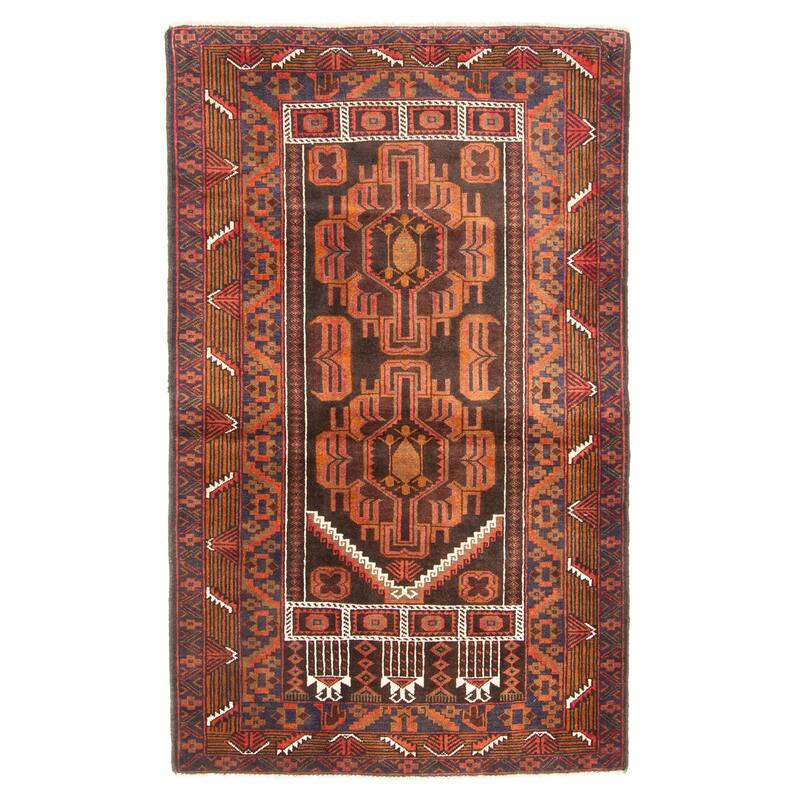 ECARPETGALLERY Hand-knotted Teimani Dark Brown Wool Rug - 3'1 x 5'0