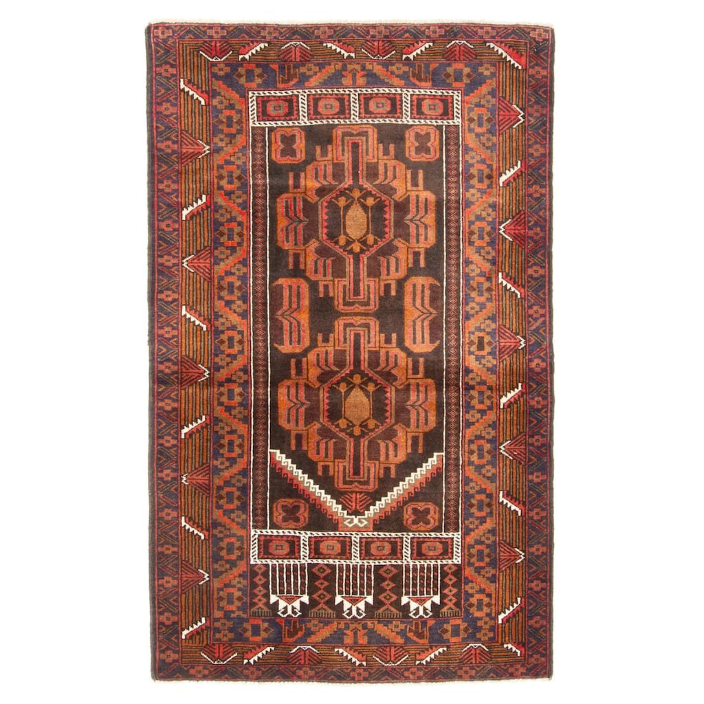 ECARPETGALLERY Hand-knotted Teimani Dark Brown Wool Rug - 3'1 x 5'0
