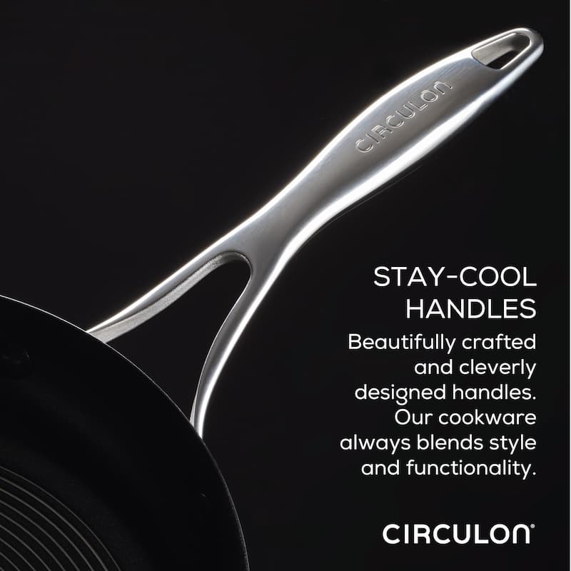 Circulon Stainless Steel Induction Cookware Set with SteelShield Hybrid Stainless and Nonstick Technology, 11-piece, Silver