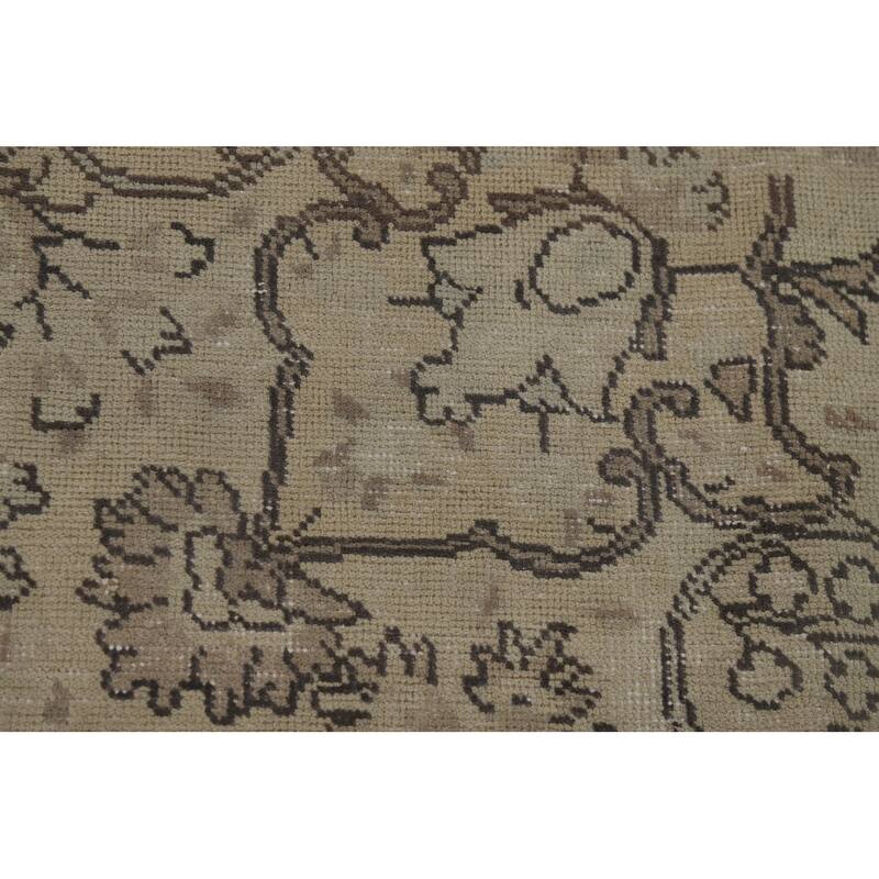 Distressed Tabriz Vintage Rug Hand-Knotted Oriental Wool Carpet - 9'9" x 12'6"