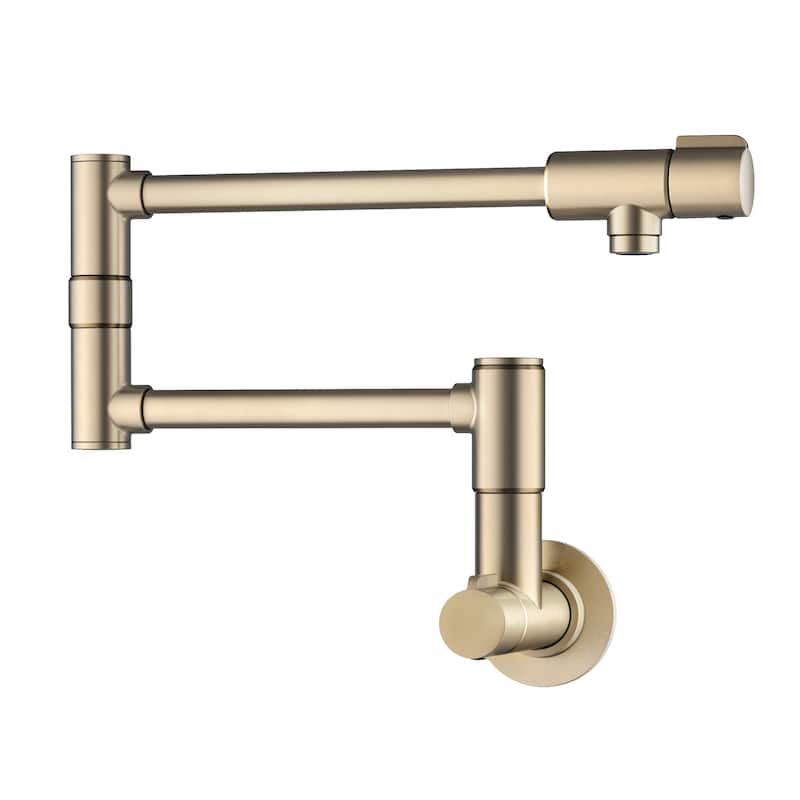 KRAUS Bolden 2 Handle Wall Mount Pot Filler Faucet w/ Retractable Arm - Spot Free Antique Champagne Bronze