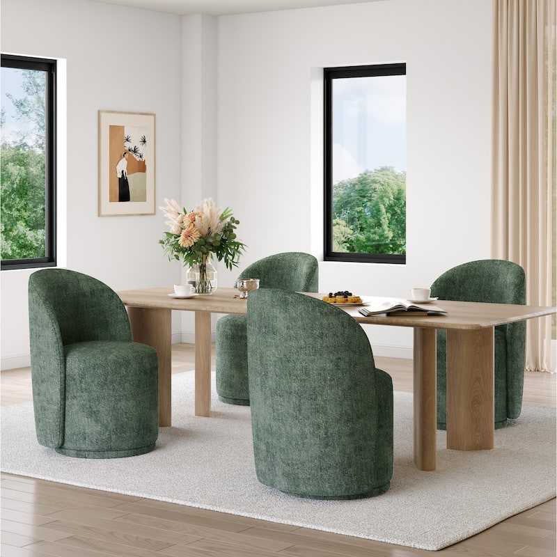 23.5" Wide Swivel Side Chair for Dining Room, Living Room - Set of 4 - Green-Chenille