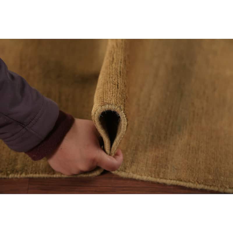Solid Yellow Gold Modern Gabbeh Oriental Area Rug Handmade Wool Carpet - 4'9" x 6'5"