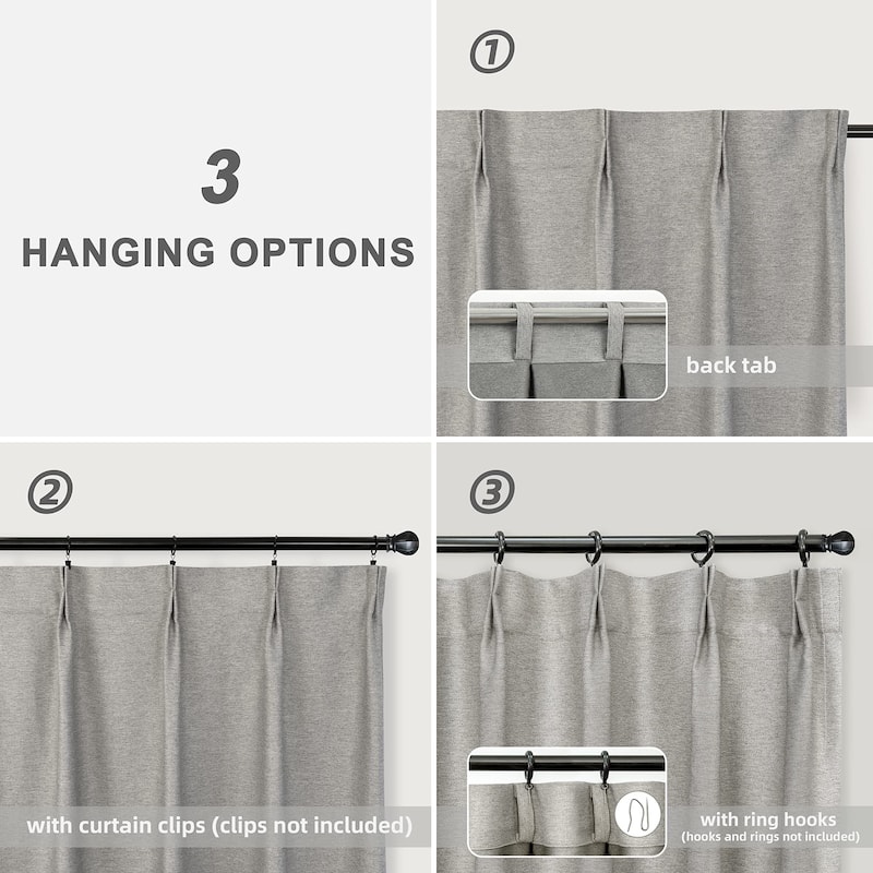 DriftAway Pinch Pleat Faux Linen Textured Blackout Curtains
