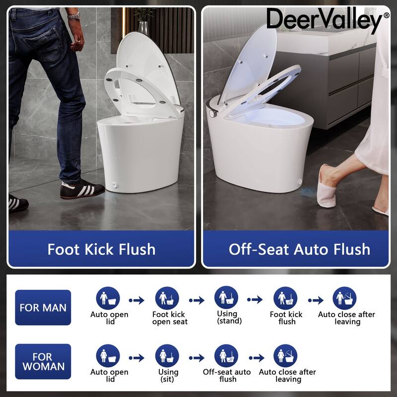 DV-1S0019-V3 Smart Bidet Elongated Toilet, Auto Open & Close, Warm Wash/Dryer