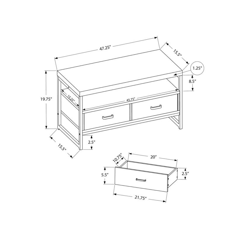 Modern 48-Inch TV Stand with Storage Drawers, Black Laminate & Metal Frame for Contemporary Home Decor