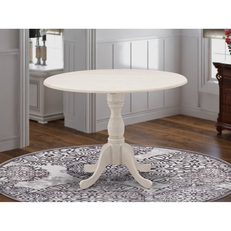 East West Furniture Dublin Modern Kitchen Table - a Round Dining Table Top with Dropleaf & Pedestal Base, (Finish Option) - DMT-ABC-TP